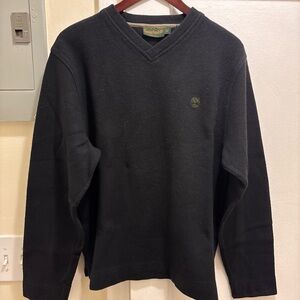 Vintage Timberland Men's Black V-Neck wool Sweater size large